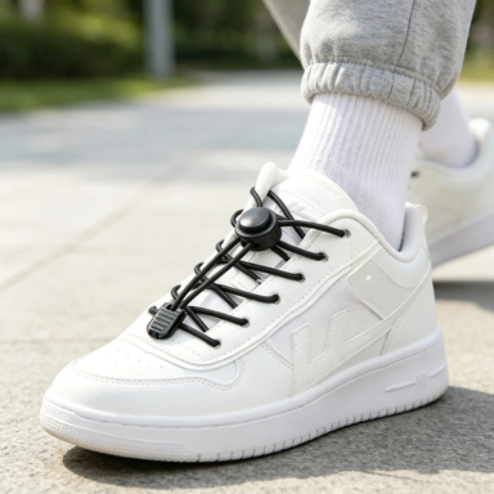 1 Pair No Tie Elastic Lazy Shoelaces, Round Rubber Sneaker Laces, Unisex Quick Sports Shoe Laces