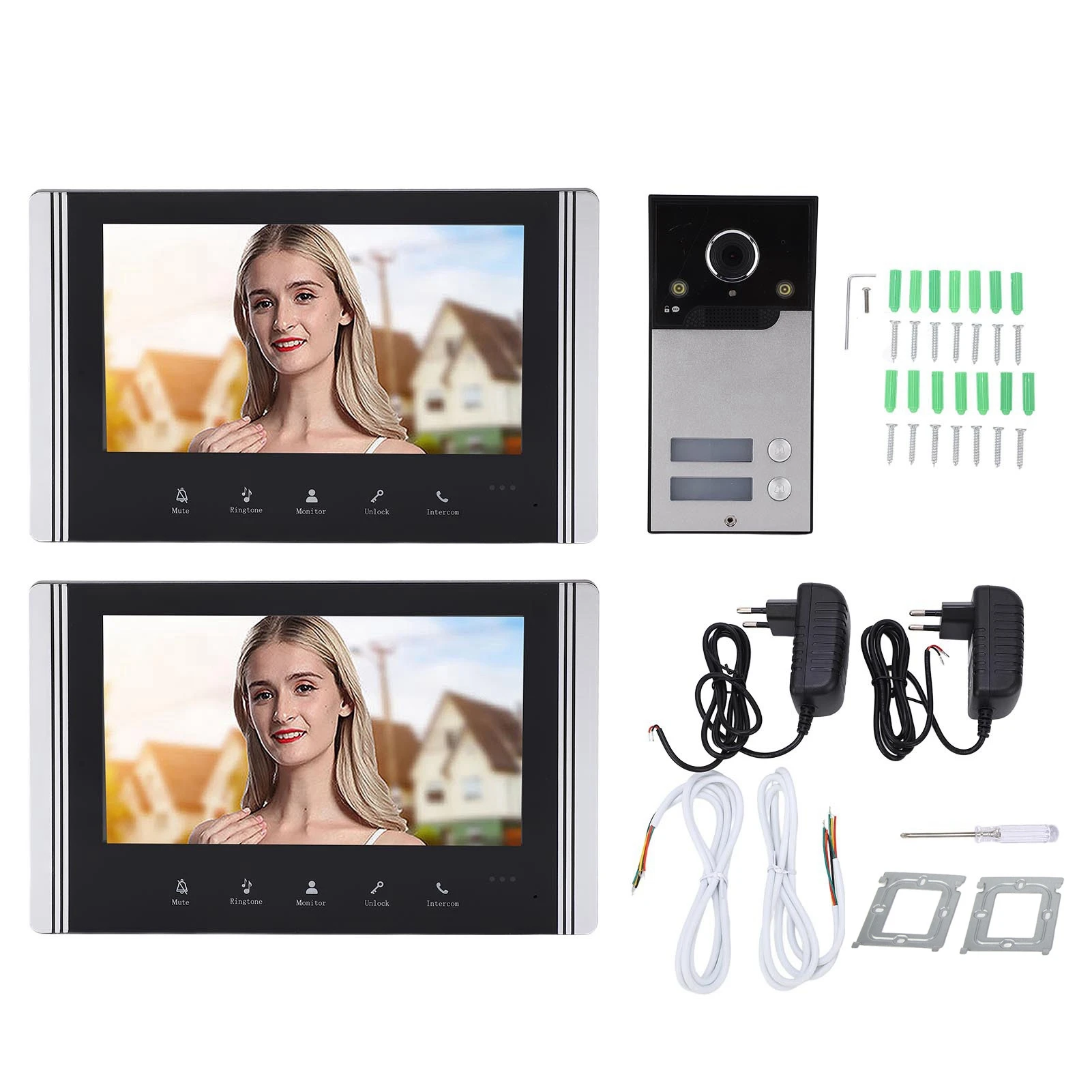 

Video Doorbell Intercom System 7in TFT LCD Screen 120° Wide Angle for Home Apartment AC100‑240V Video Intercom System