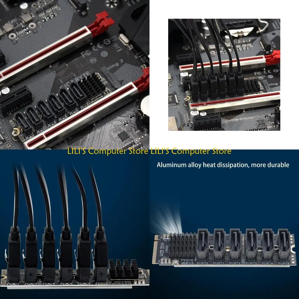 

A52B 6-портовый для карты расширения M.2 PCIE NVME для карты расширения Sata3.0 ASM1166 6G
