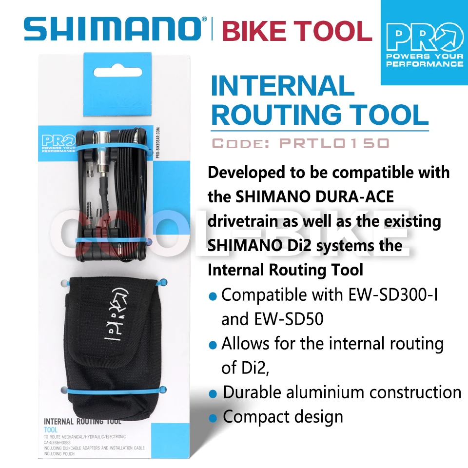 

Инструмент внутренней маршрутизации Shimano PRO Tool, совместимый с аналогичными и стандартными параметрами, позволяет проводить внутреннюю маршрутизацию Di2