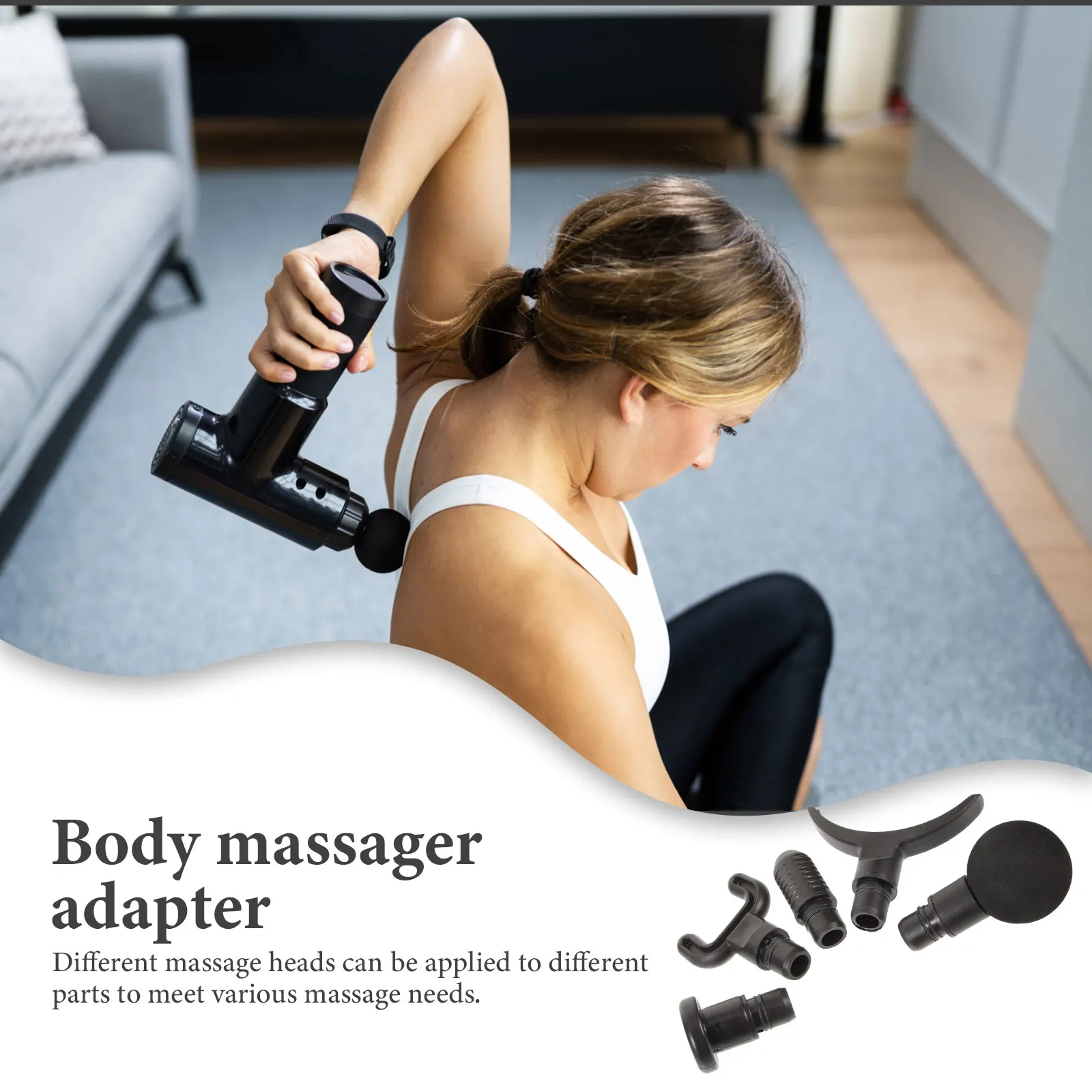 

5pcs Replaceable Body Massager Heads Portable Fitness Muscle Recovery Tool For Athletes Stress