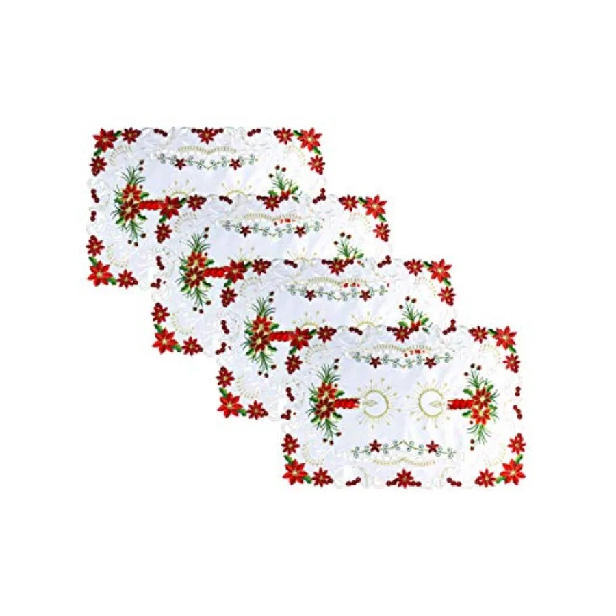 

Декоративные винтажные элегантные вышитые коврики для кухонного/обеденного стола с ажурным узором, рождественские свечи с белой подставкой, 12 x 18