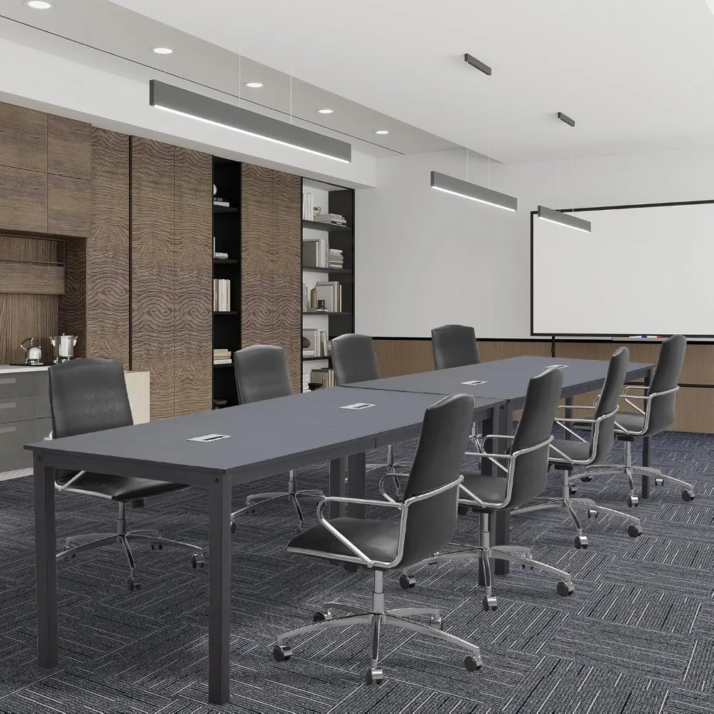 

78.7 inch Conference Table Set, 13FT Large Rectangle Meeting Seminar Table Set, Modern Industrial Long Business Tables