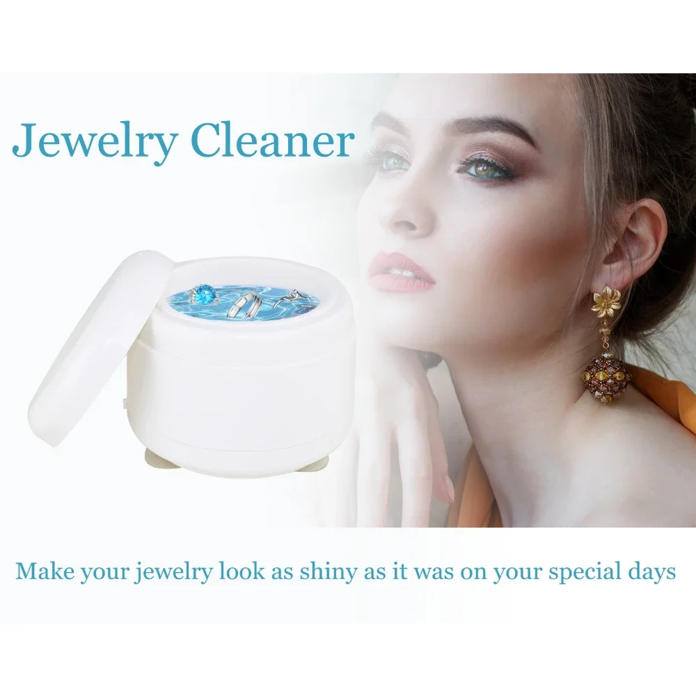 Household Mini Ultrasonic Cleaner Glasses Gold and Silver Jewelry Small Portable Cleaner for Dentures