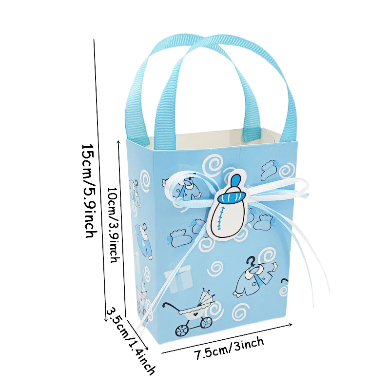 12pcs Baby Shower Gift Bags for Guests, Candy Cookie Souvenir Packaging Box, Boy Girl Gender Reveal Party Decoration Supplies
