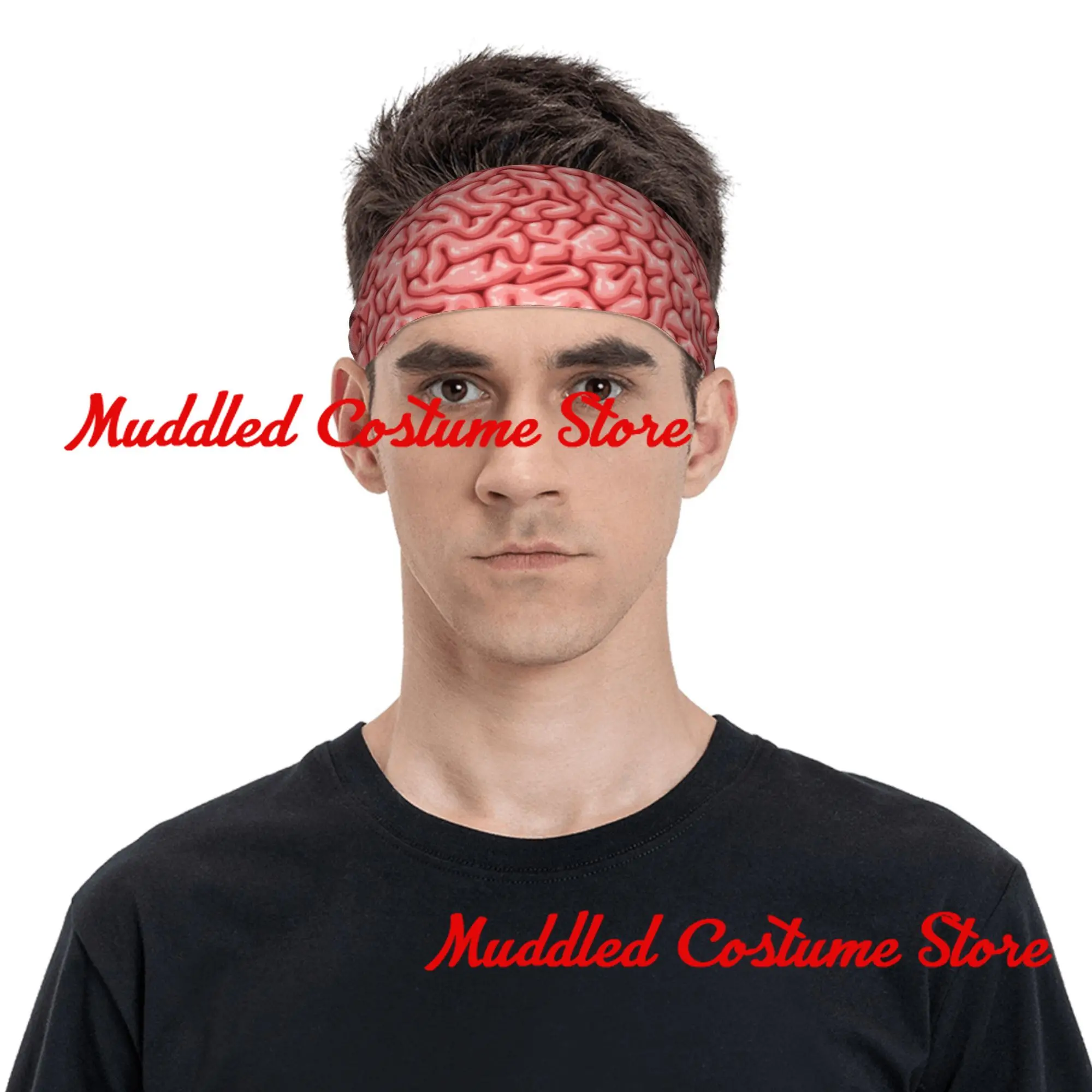عصابة رأس رياضية مضحكة بنمط الدماغ الكرتوني، عصابات رأس ممتصة للعرق، مناسبة لتشغيل اللياقة البدنية واليوجا