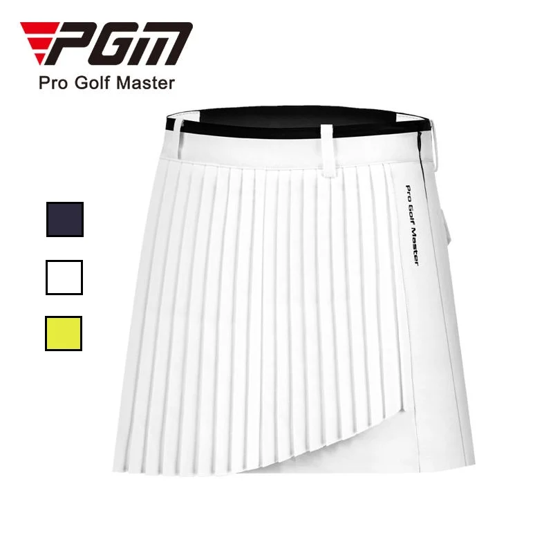 

PGM Golf Skort Women Elastic Waistband Mid Waist Pleated Tennis Skirt with Safety Pant Breathable Sport Fabric for Summer