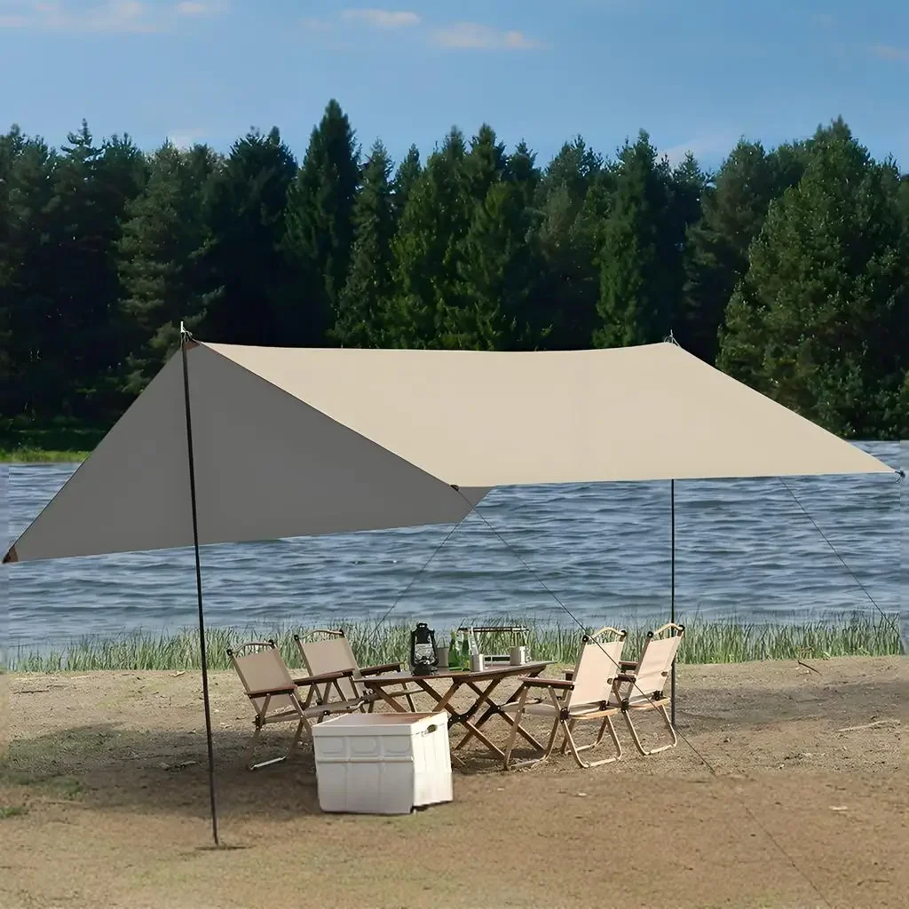 

Portable folding outdoor sunshade cloth thickened sunscreen awning camping canopy silver-plated sunscreen tent