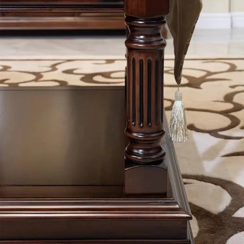 طاولة القهوة لغرفة المعيشة الخشب الصلب الرجعية منحوتة العمود الروماني طاولة تخزين فيلا شقة كبيرة طاولة القهوة