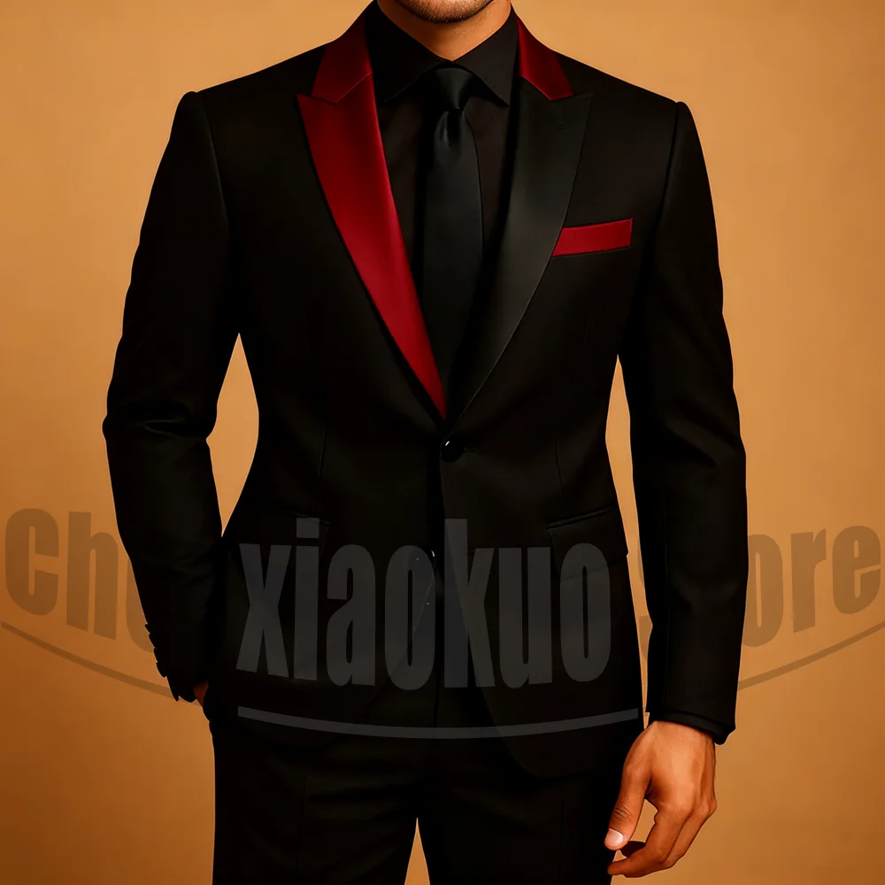 

Модный мужской костюм с атласным принтом, комплект из 2-х предметов, приталенный, формальный, вечерний, выпускной, свадебный, смокинг, стильный контрастный дизайн, костюмы