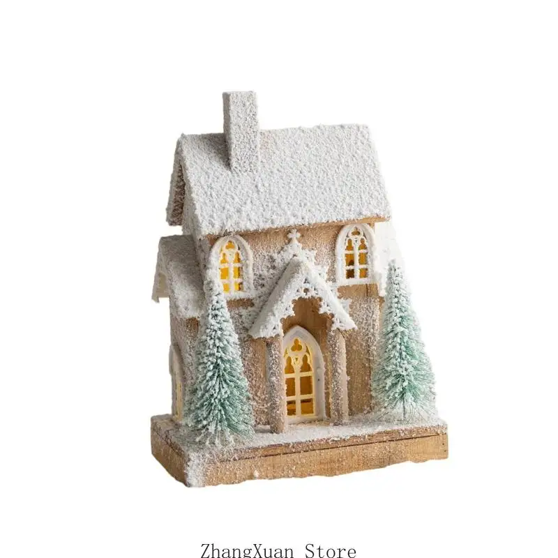 Beleuchtetes Miniatur-Schneehaus-Ornament mit weichem Licht zur Regalpräsentation, 3 x – Detail 10