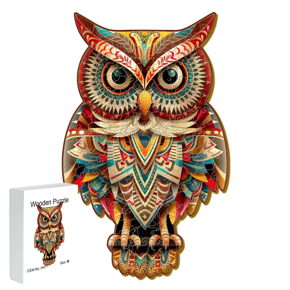 

Wooden puzzle Owl Gift box Exquisite gift Irregular animal shape puzzle Adult personalized senior unique gift Family interactive