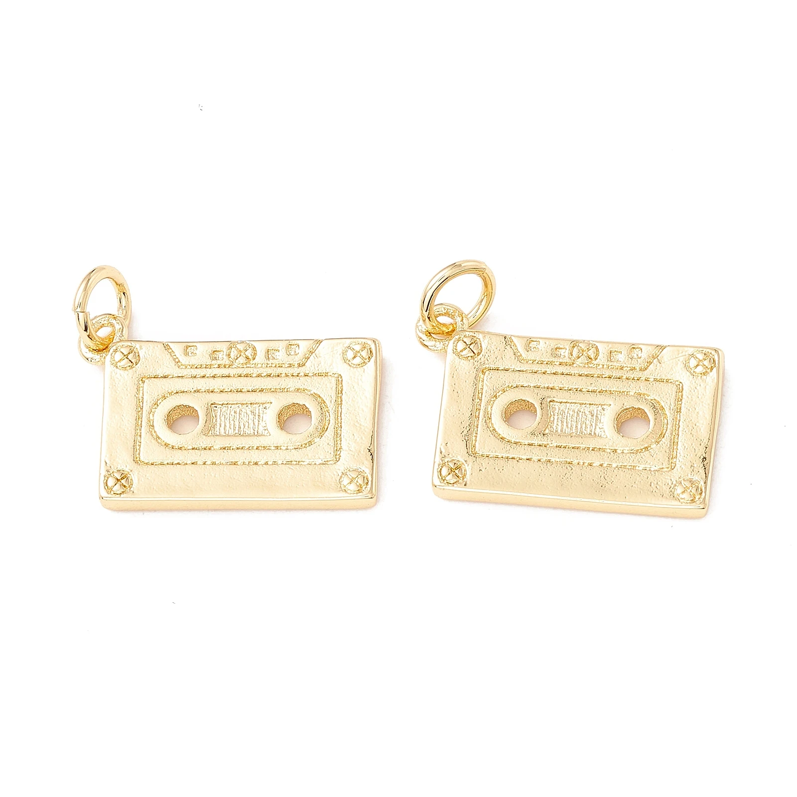 

10pcs Brass Cassette Pendants 18K Golden Plated for Women Men Bracelet Necklace Key Chain Rock Jewelry Gift Making DIY Crafts