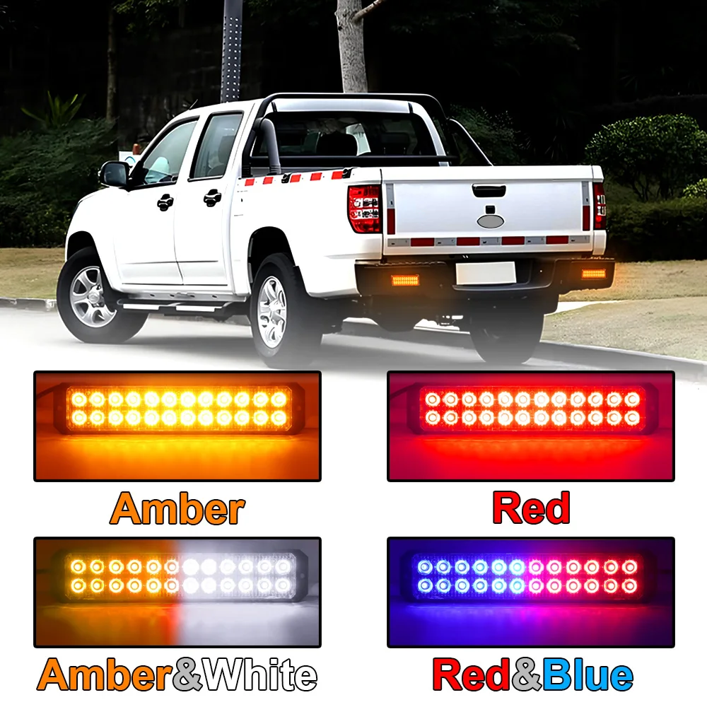 

4PCS 24smd LED Strobe Warning Light Strobe Grille Flashing Light bar Car Beacon Lamp For Amber Yellow White Traffic Light 12-24V