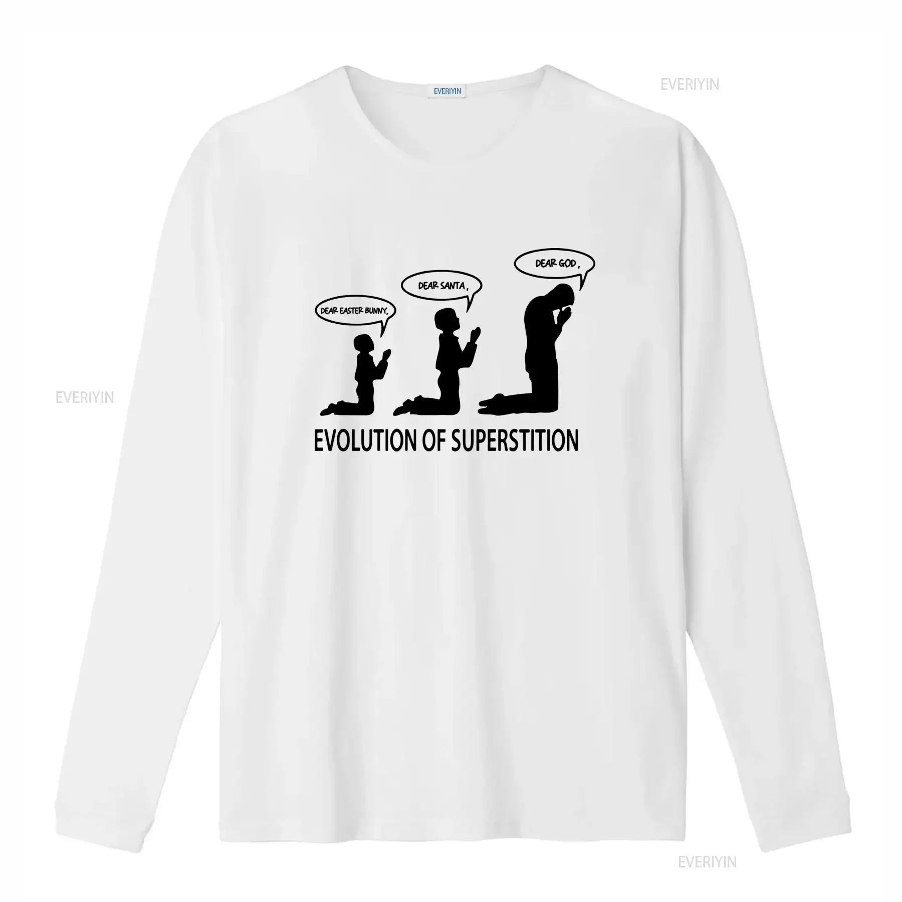 Evolution of Superstition T Shirt Santa Easter God Design Atheist Anti Religion vintage Washed Slightly Versatile streetwear