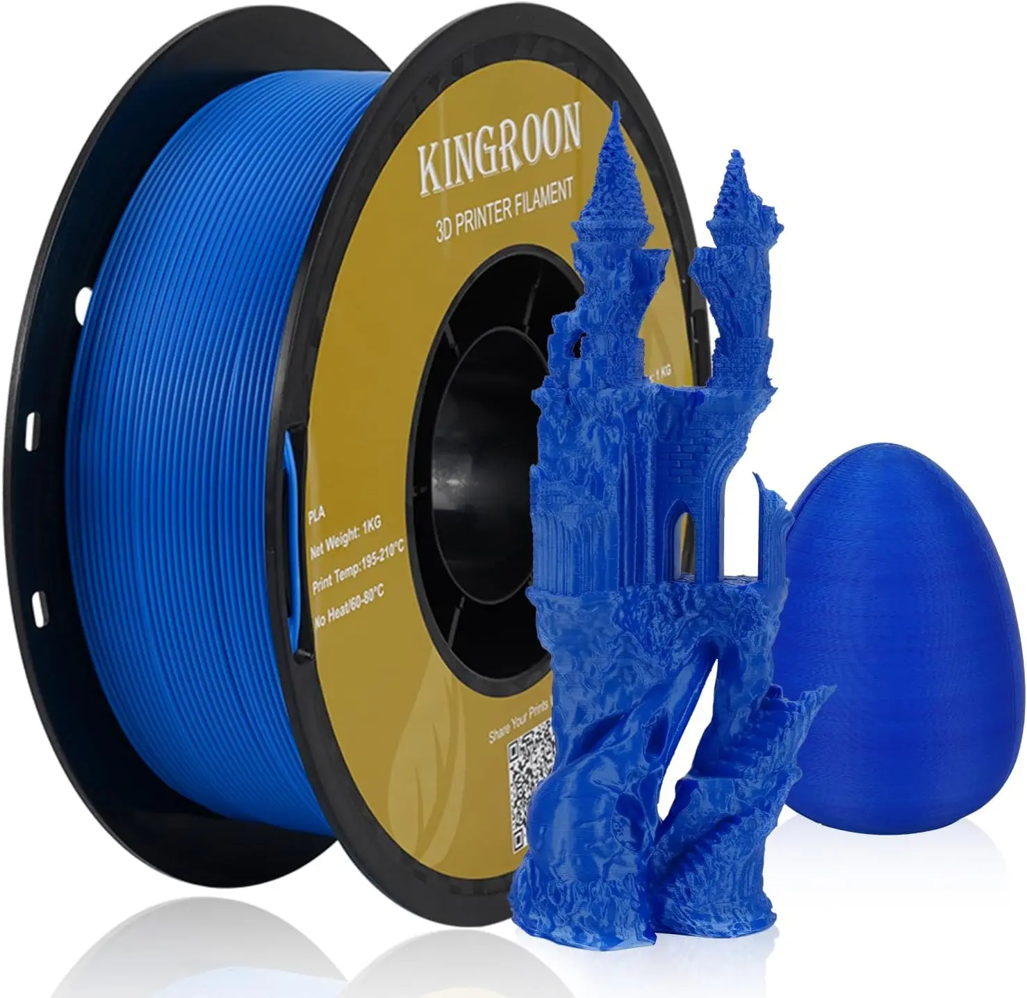 PLA 3D Printer Filament, Dimensional Accuracy +/- 0.02 mm, 1 kg Spool, 1.75 mm, Blue