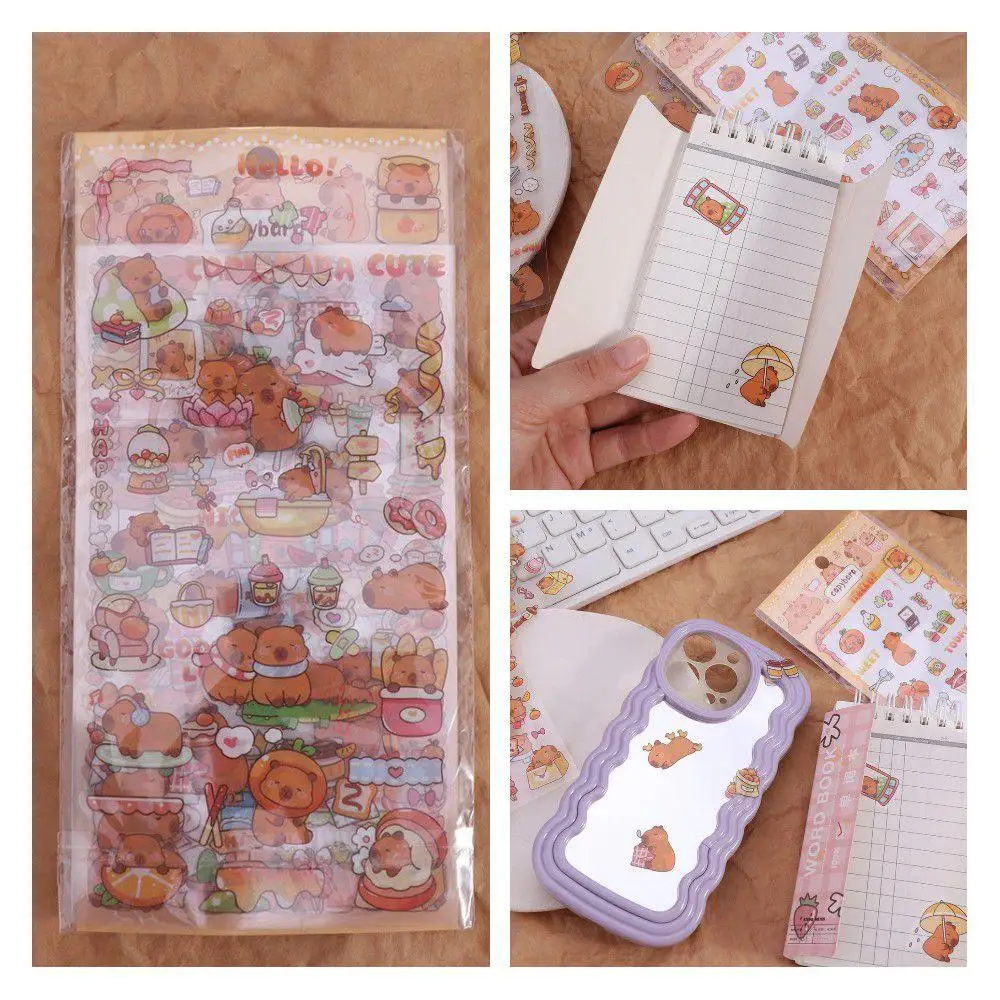 Süße Capybara Stapeln Capybara Aufkleber Mode Lustige Bade Capybara Aufkleber DIY Papier Cartoon Kapibara Aufkleber Mädchen