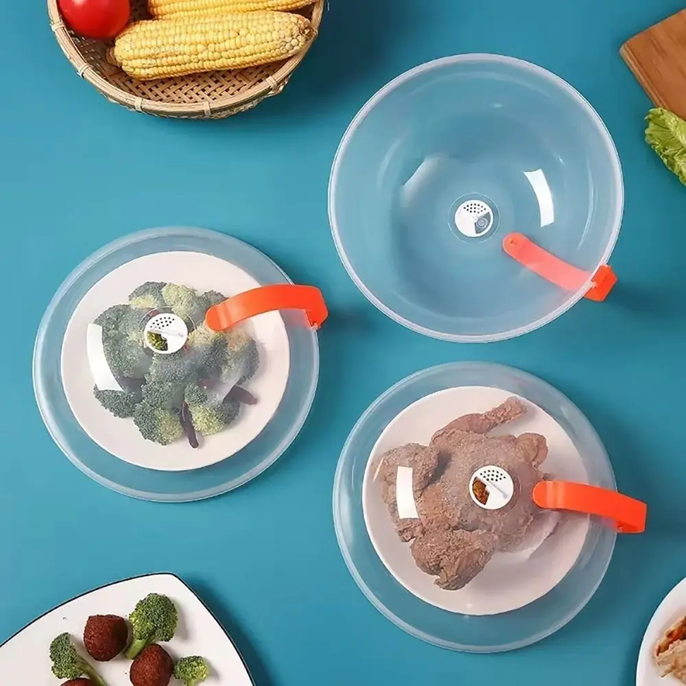 1Pcs Plastic Microwave Heating Splash Cover Stackable Anti Splatter Plate Bowl Cover With Steam Vents Fresh-Keeping