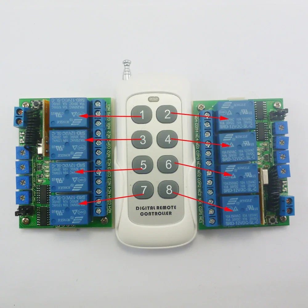 RF22A04*2+TB422*1 433M 1TX+ 2 RX ASK RF Wireless Adjustable Delay Time LED Bulb Motor Controller