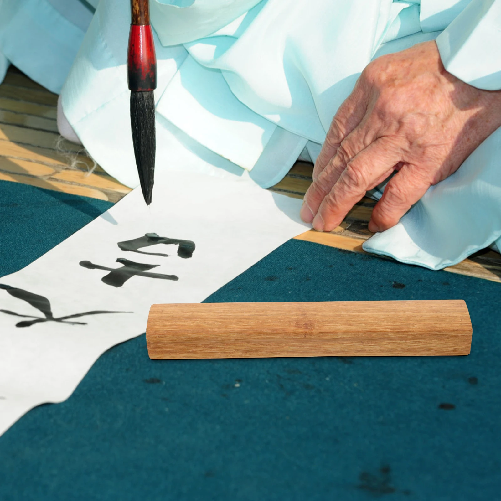 

2pcs Bamboo Wood Paperweight 22cm Calligraphy Practice Supplies Rectangular Office Painting Tool Sturdy Desk Gift