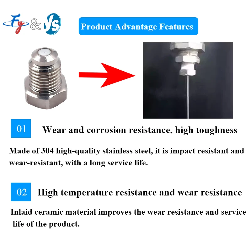 SS316 High Pressure Straight Jet Nozzle, Ruby + Ceramic Orifice for Paper Pulp Cutting, Industrial Water Jet Nozzle