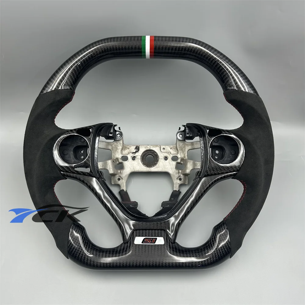 

Custom Black Carbon Fiber Black Suede Red stitching Steering Wheel for 2012 2013 2014 2015 Honda Civic Car accessories
