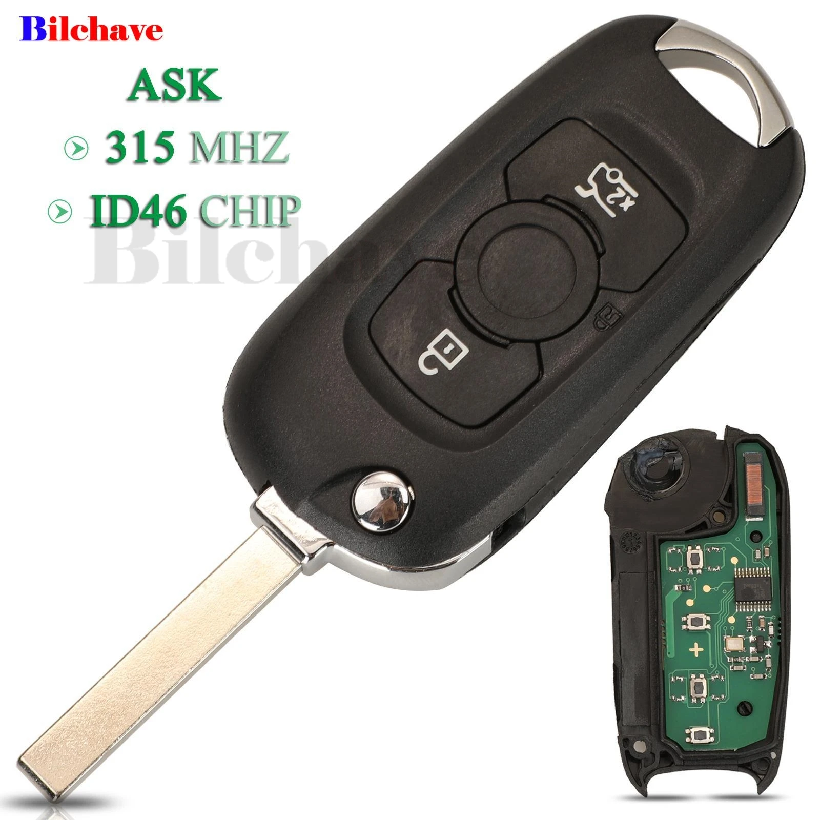 jingyuqin 3 Buttons For Buick Opel Fob Folding Smart Remote Control Car Key ASK 315MHz ID46 Chip Uncut Blade Replacement