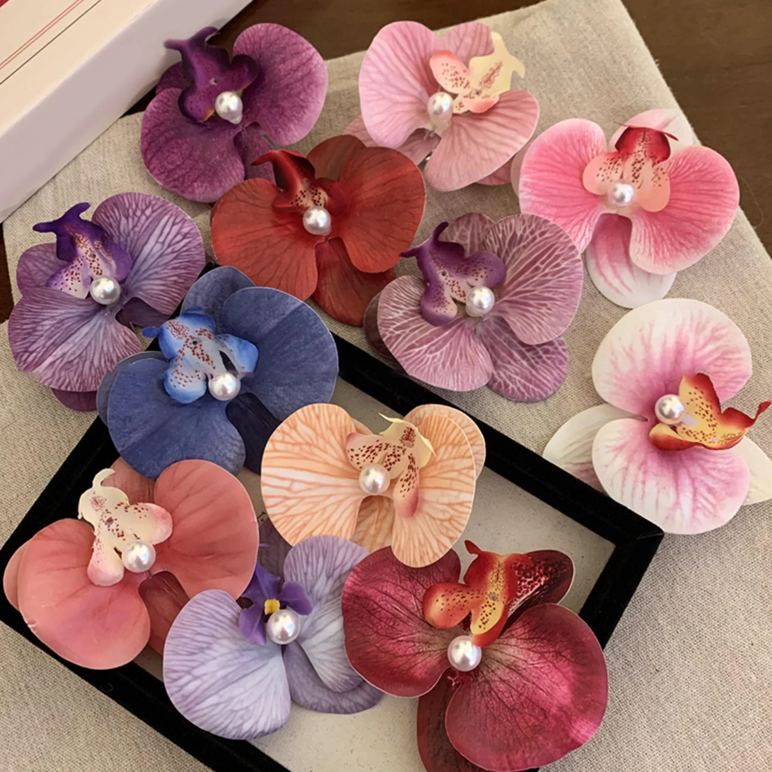 

1PC Pearl Flower Hair Clip Cute Cloth Butterfly Orchid Orchid Flower Hairpin Duckbill Clip Korean Style Seaside Girl Hair Clip