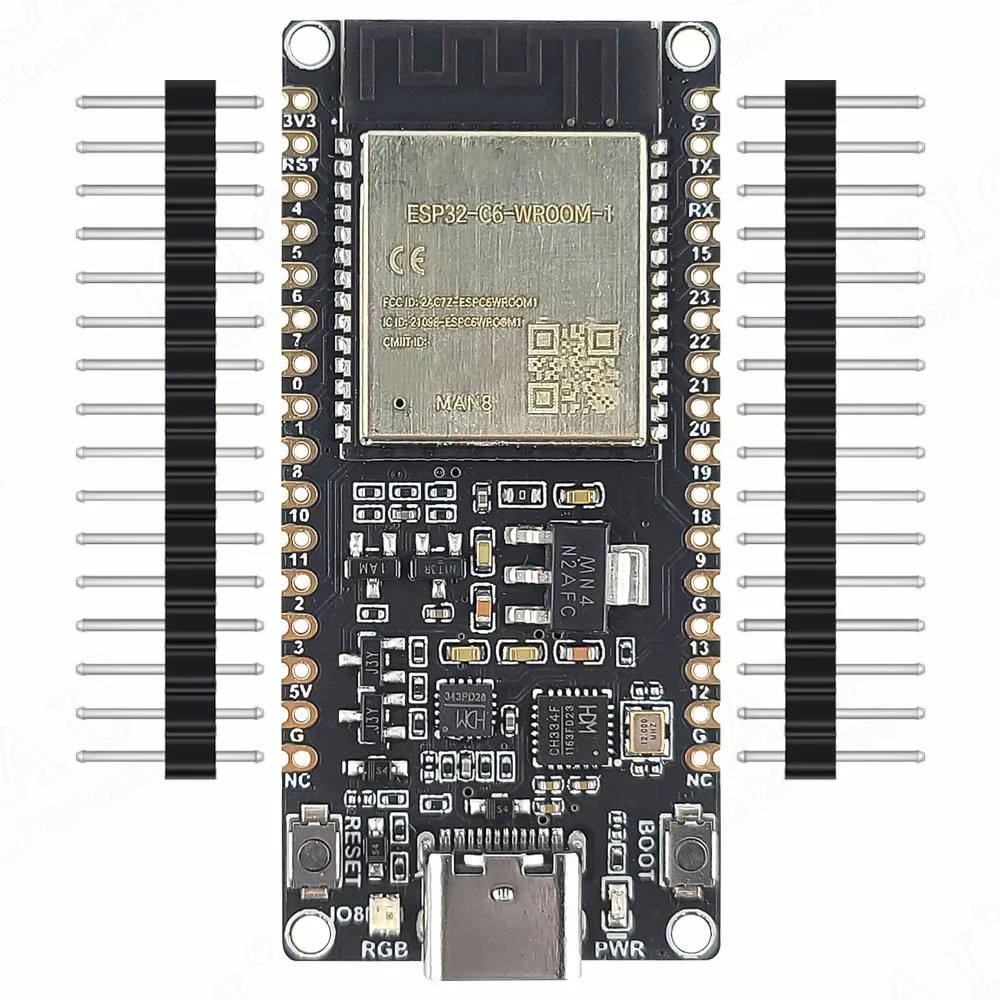 ESP32 C6 Development Board BT Wifi Module RISC-V MCU 8MB Flash ESP32-C6-WROOM-1-N8 CH343 CH334 Type-C WiFi6 BT5.0 32Pin