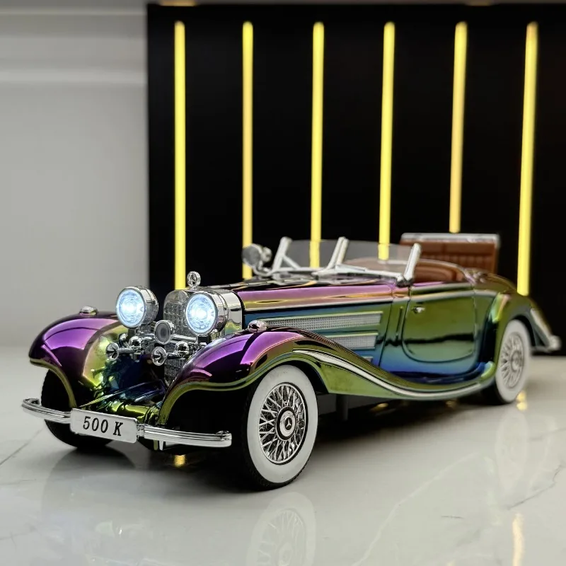 

Electroplating Diecast 1/24 500K Classic Car Model Alloy Ornament Toys Vehicle Children Boy Birthday Gift Miniature Voiture