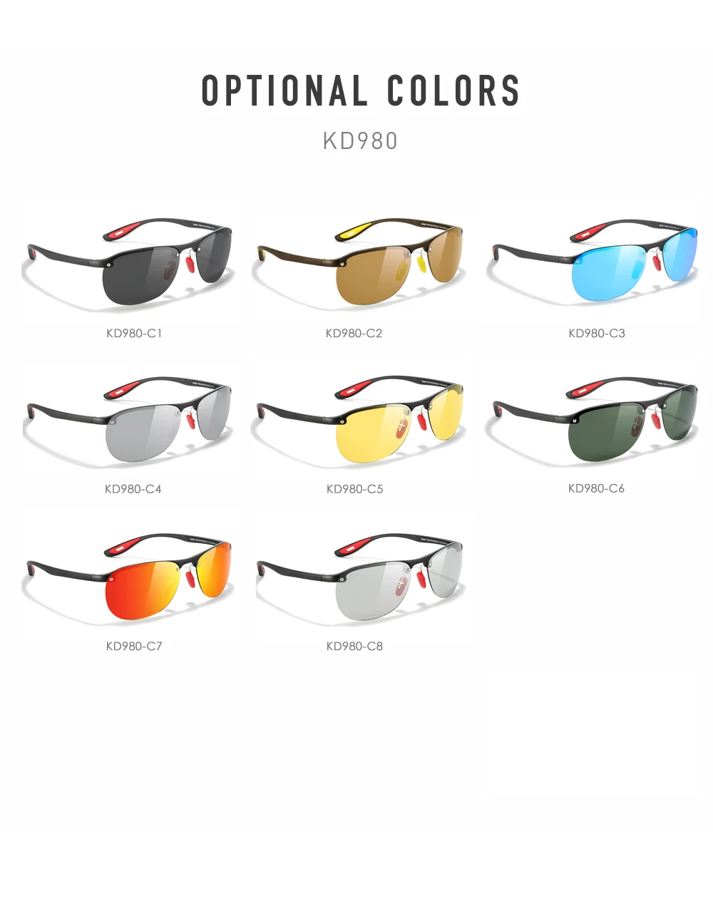 KDEAM Ultraleichte polarisierte Sonnenbrille für Herren, sportlich, elastisches TR90-Material, große Größe, 63 mm Linsenbreite, Angelbrille – Detail 7