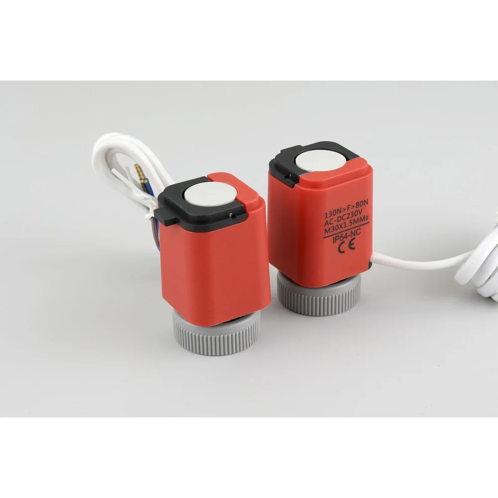 Automatic Manual Electric Actuator 24V DC 230V AC for Heating Systems Compatible with Thermostats M30X1.5mm Red