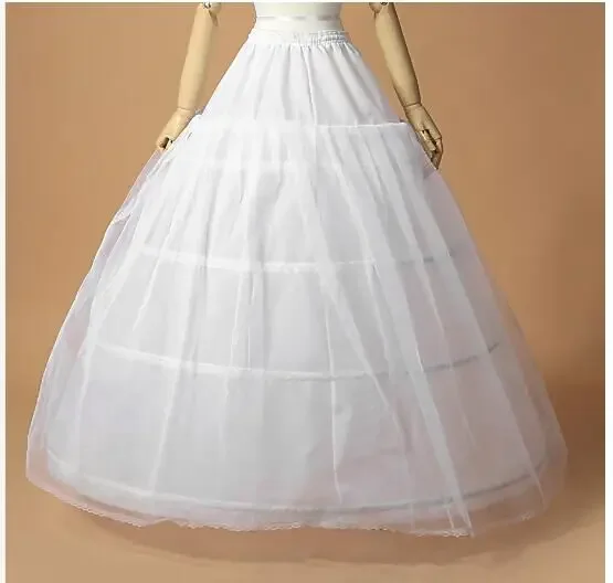 

3 Hoops One Layer Tulle Crinoline for Ball Gown Wedding Dress White Jupon Mariage Petticoat In Stock Wedding Underskirt