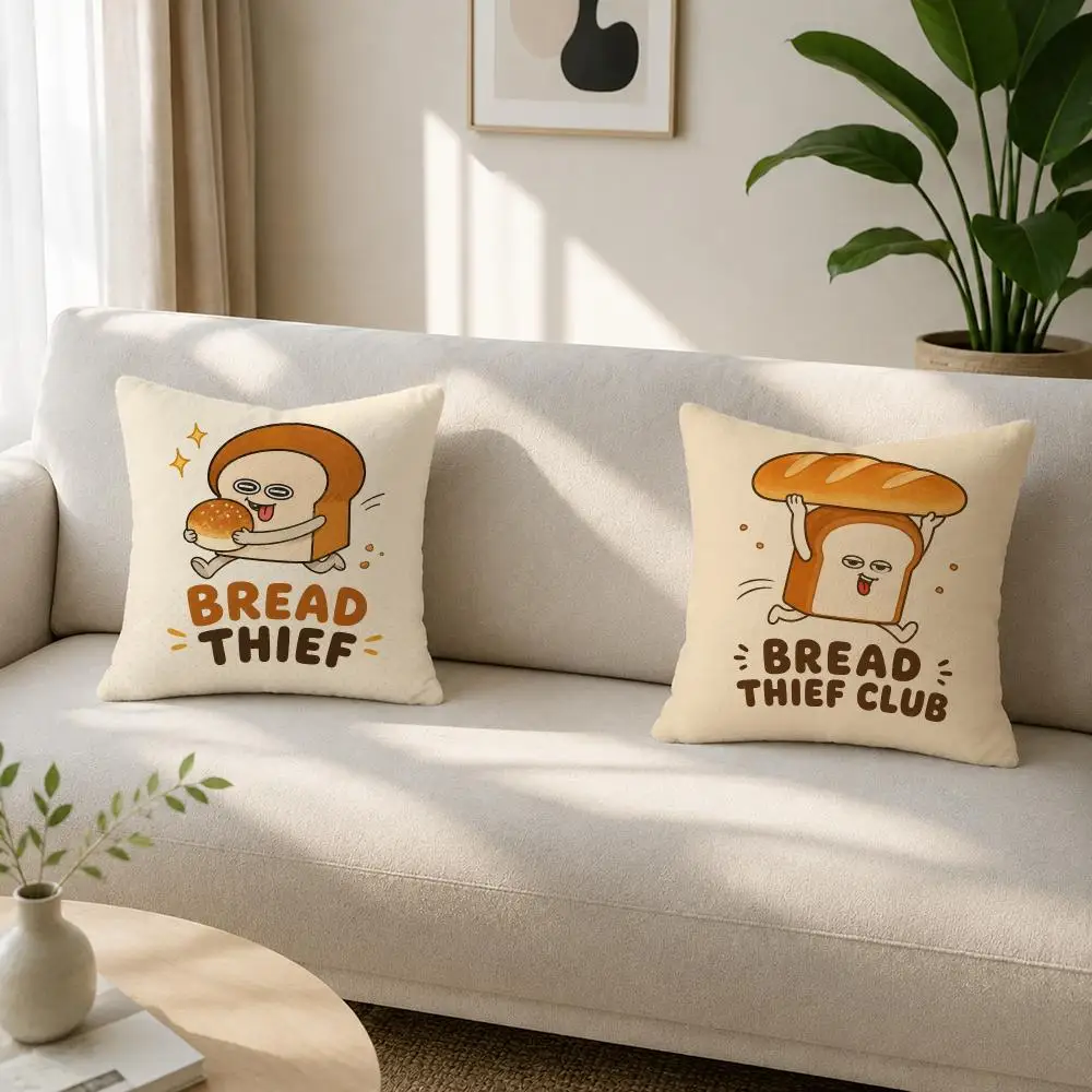Character Bread Thief Cushion Cover Soft Plush Cushion Covers Fluffy Throw Pillow Cases for Sofa Bedroom Home Decor