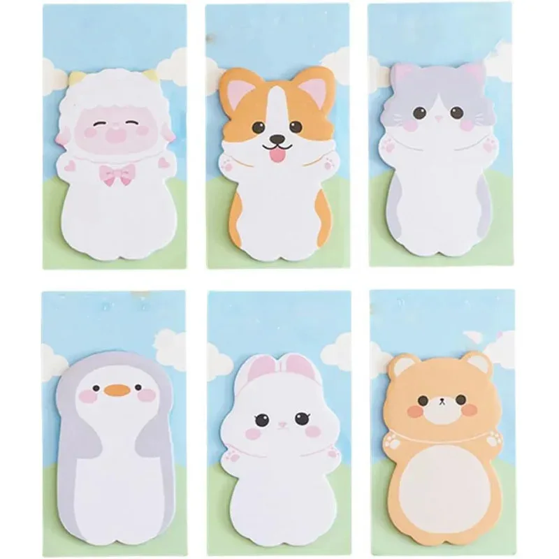 خارج المخزون - صور 6 قطع الحيوان الأرنب الدب الكلب ملاحظات لاصقة مذكرة الوسادة ورقة اللوازم المدرسية ملصقات القرطاسية