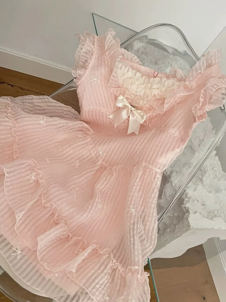 Conjunto de falda de princesa rosa dulce, vestido de cumpleaños de primavera para mujer, cintura acampanada, corte en A, cierre de cremallera