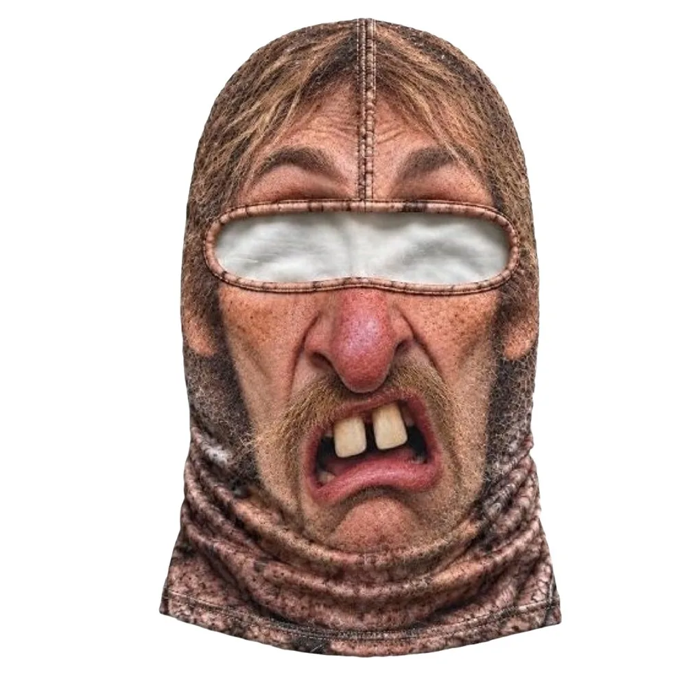 3D Face Printed Old Man Balaclava Face Mask White Mustache Full Coverage Winter Mask Cover Elastic Breathable Eye Hole