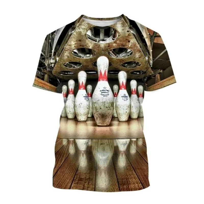 

Мужские футболки с 3D принтом для боулинга, спортивные футболки с мячом, футболка с круглым вырезом, уличная повседневная футболка с короткими рукавами для мужчин