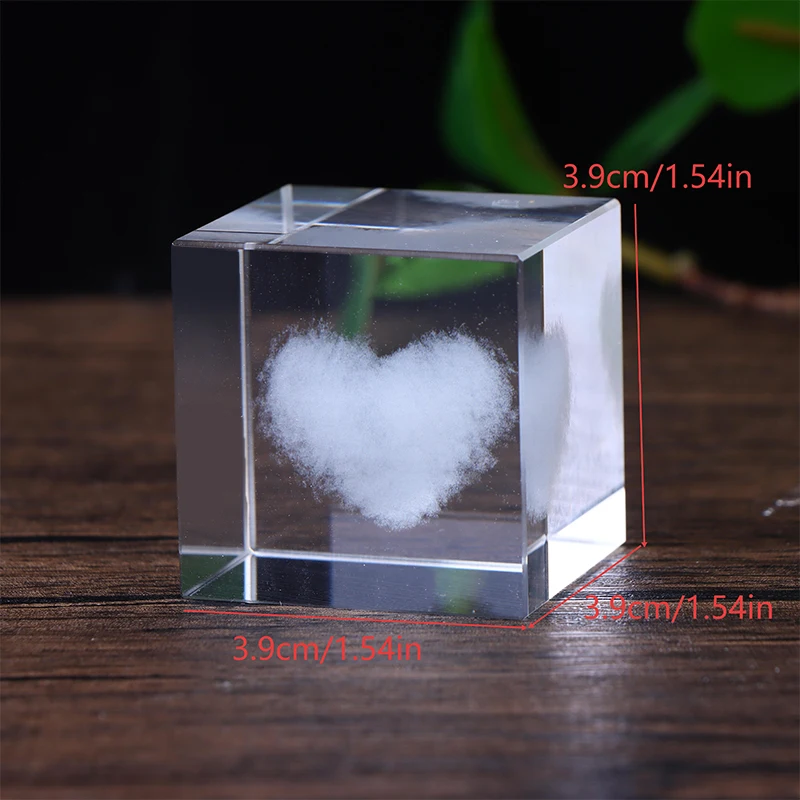 4 سنتيمتر كريستال الفن مكعب ثقالة الورق-3D الداخلية نحت القمر/القلب غالاكسي تعويم تعليق ديكور ، سطح المكتب هدية مزخرفة للنساء/الرجال