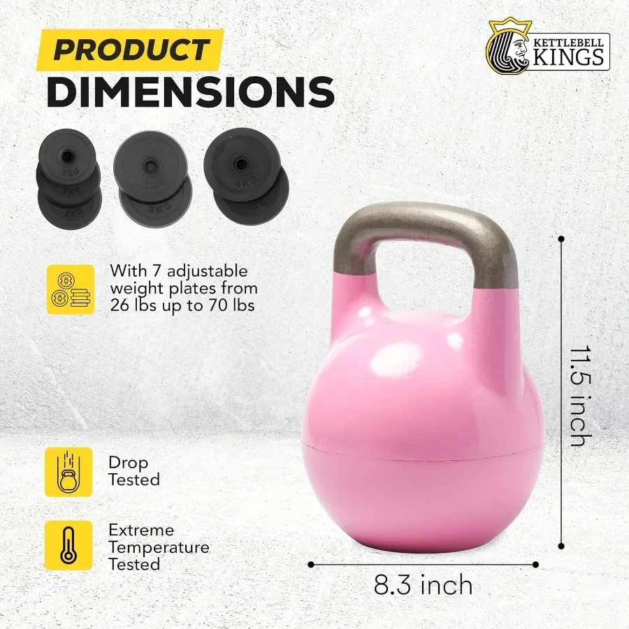 مجموعة Kettlebell القابلة للتعديل بوزن 2670 رطلًا لتدريب قوة الجسم بالكامل: تتضمن 7 أطباق نظام قفل آمن بتصميم فولاذي متين #3