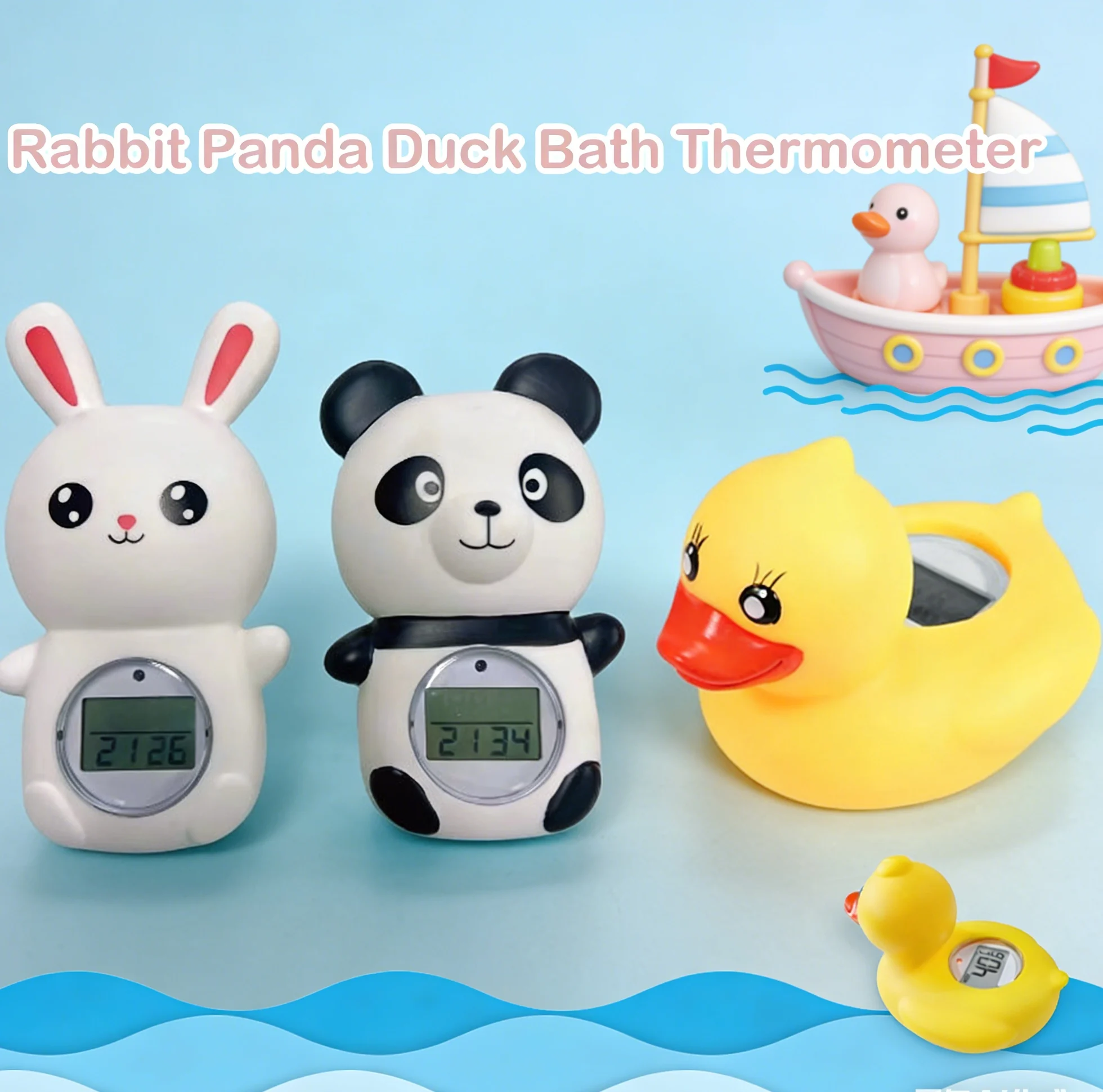 Rabbit Panda Duck Shape Baby Bath Thermometer Cartoon Temperature Digital Thermometer Safety Floating Toy Bathtub for Kids Child