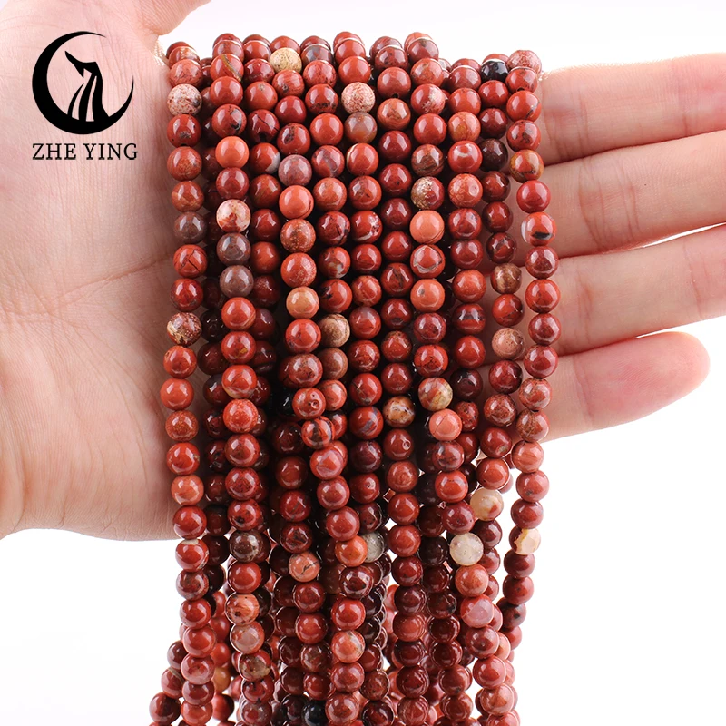 Zhe Ying Cheap Red Jasper Gmestone Beads Round Loose Beads for Braclet Making Diy Jewelry Supply