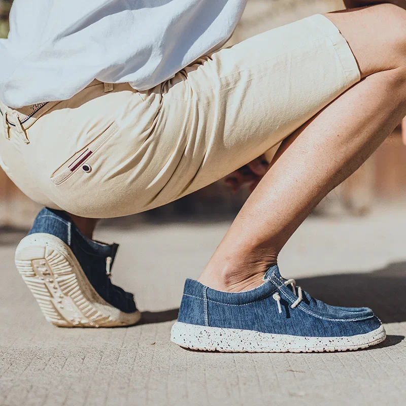 Sapato casual masculino, sapato de lona respirável, roupa de deslizamento vulcanizada, confortável, macio, verão, novo