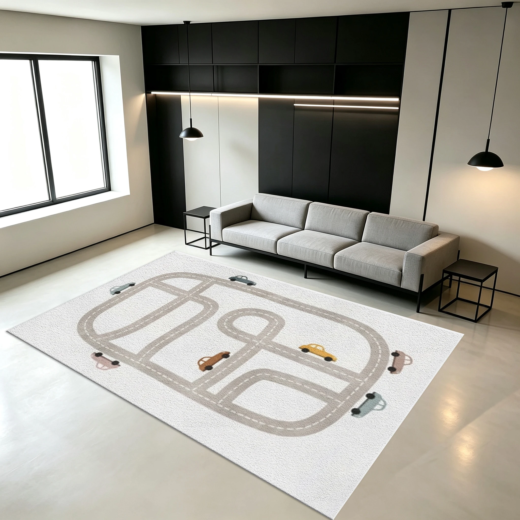 Children's Car Traffic Track Game Carpet Non-Slip Play Mat Carpet Suitable for Boys' Playroom Bedroom Home Decoration