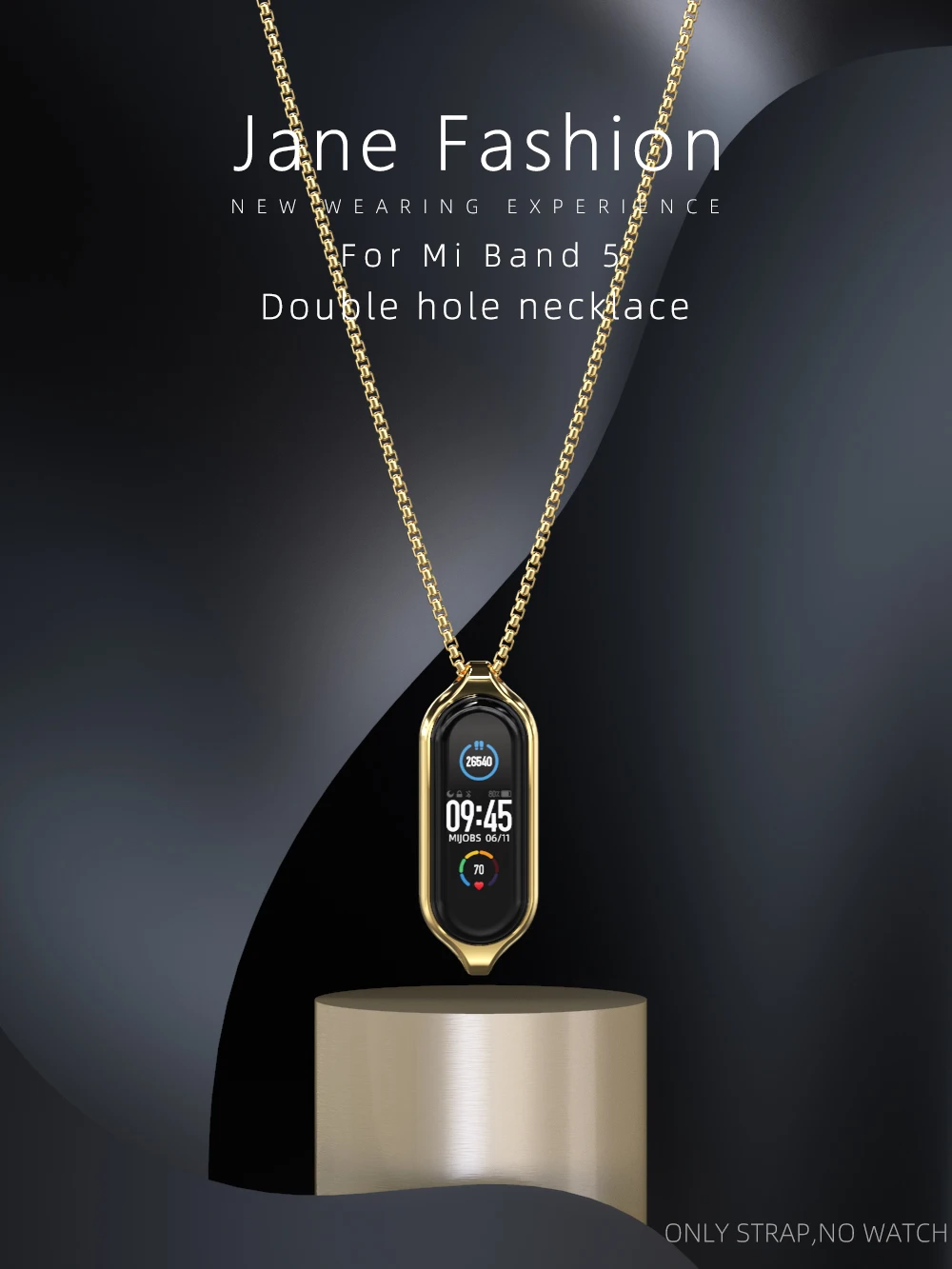 Necklace for Mi Band 10 9 8 7 6 5 Smart Bracelet Strap for Mi Band 9 Metal Wristband for Mi Band 7 6 Hanging Neck Decoration
