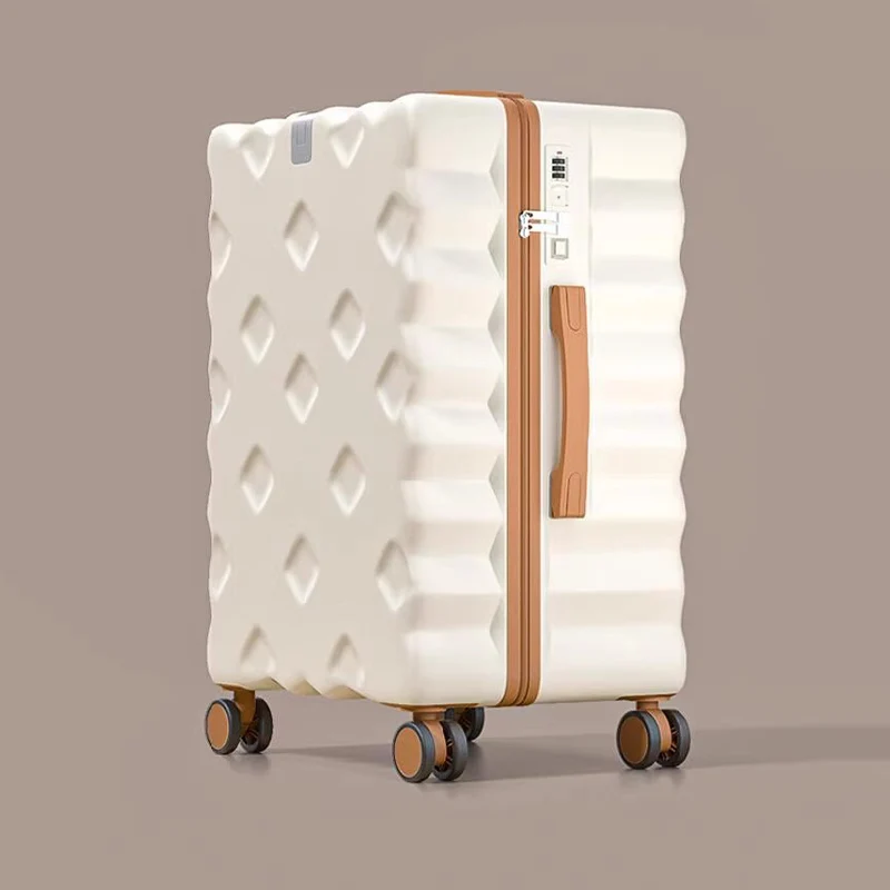 Equipaje de viaje de gran capacidad, Maleta con ruedas para estudiantes femeninas, Maleta de cuero duradera con contraseña, cabina de viaje, 28 pulgadas