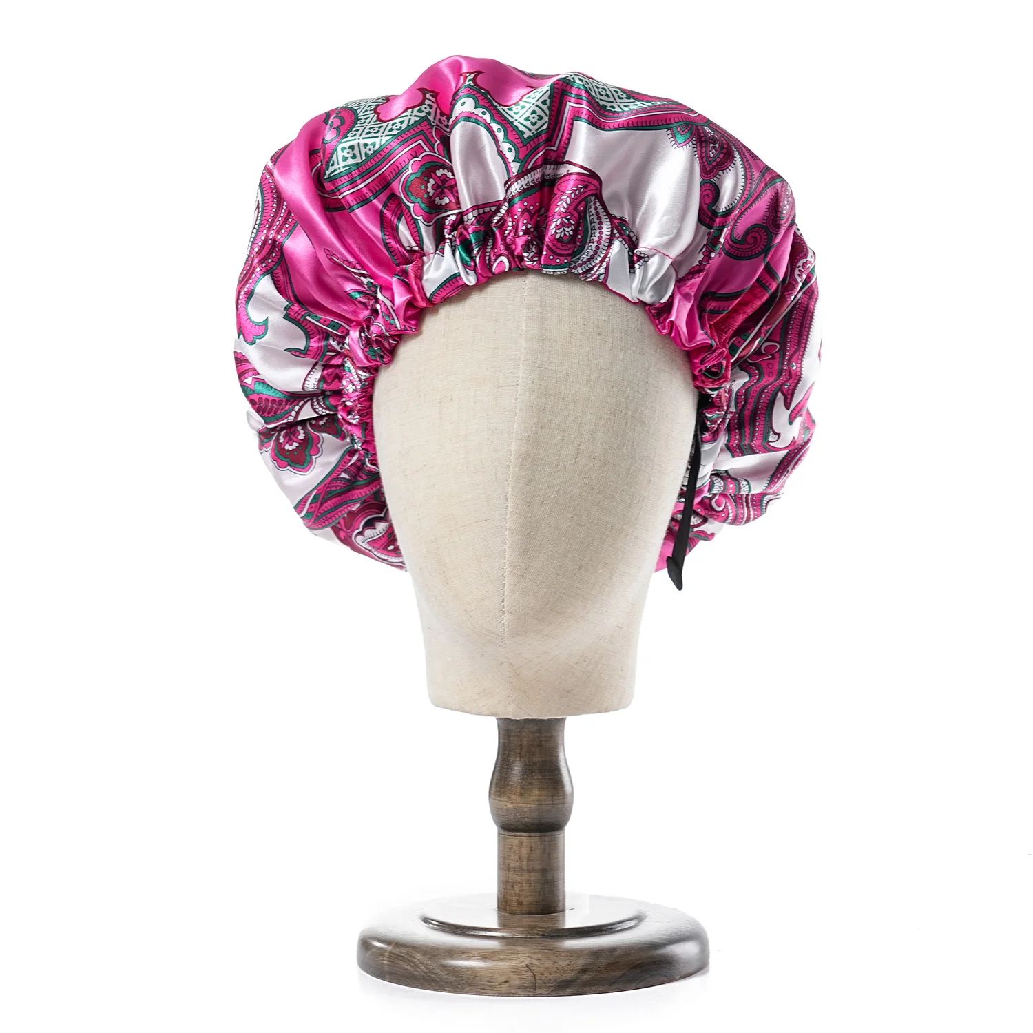 Wholesale Women Large Double Layer Satin Elastic Band Sleep Bonnet Ankara Head Wrap Cap Print Lady Head Cover Turban