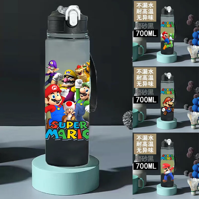 

700 мл Super Mario Bros чашка для воды с соломинкой, мультяшная спортивная бутылка для воды большой емкости, портативные пластиковые герметичные инструменты для питья