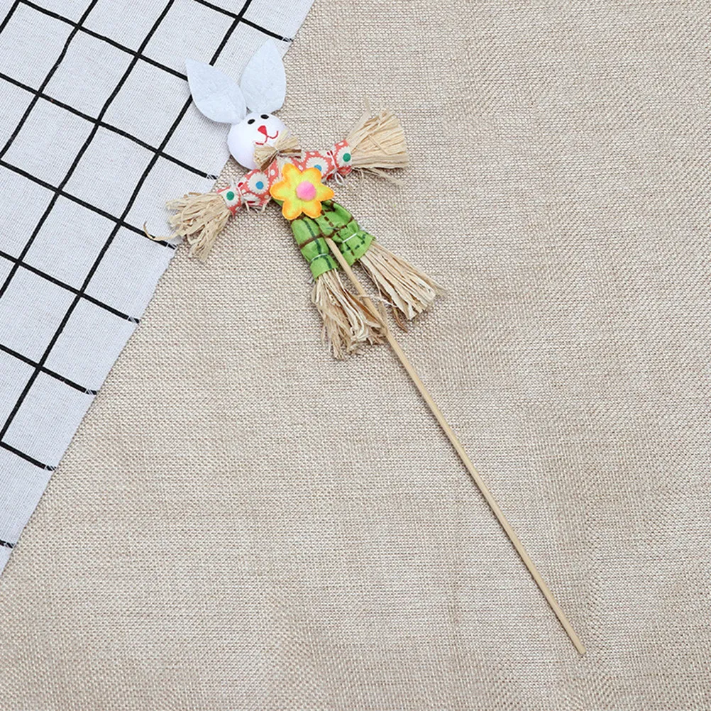 6Pcs Small Harvest Scarecrow Decor Cartoon Rabbit Profile Colorful Clothes Easter Decorations Cute Kids Party Embellishment