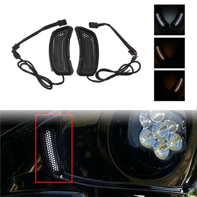 A30P-For Softail Low Rider FXLRST FXRST 2022-2026 Front Fairing Vent Lights Turn Signal Lamp Motorcycle Accessories